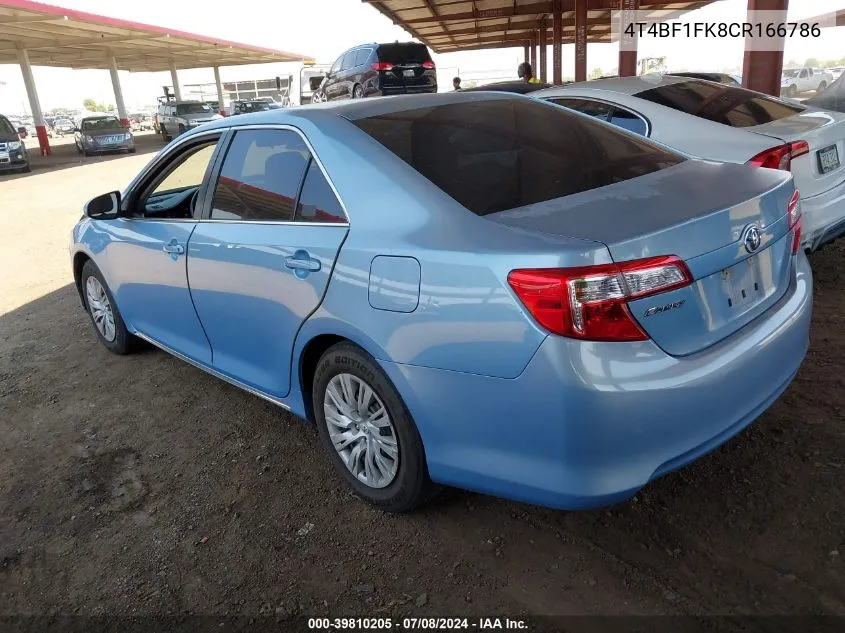 2012 Toyota Camry Le VIN: 4T4BF1FK8CR166786 Lot: 39810205