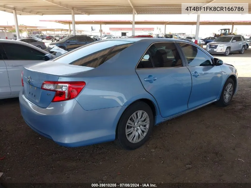 4T4BF1FK8CR166786 2012 Toyota Camry Le