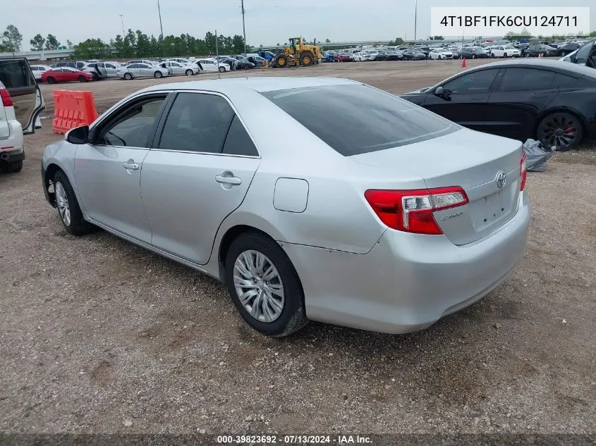 2012 Toyota Camry Le VIN: 4T1BF1FK6CU124711 Lot: 39823692