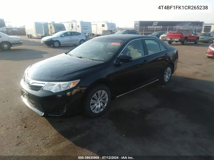 2012 Toyota Camry Le VIN: 4T4BF1FK1CR265238 Lot: 39830908