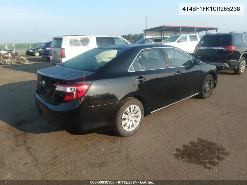 2012 Toyota Camry Le VIN: 4T4BF1FK1CR265238 Lot: 39830908