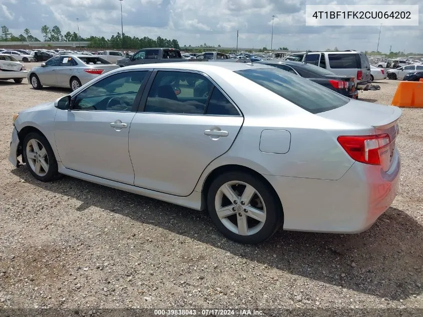 2012 Toyota Camry Se VIN: 4T1BF1FK2CU064202 Lot: 39838043