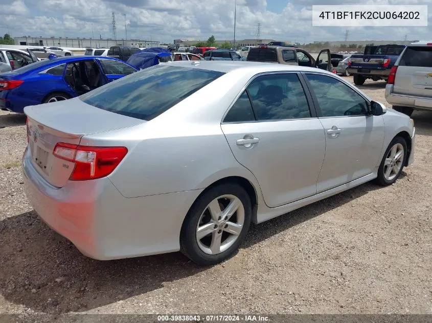 2012 Toyota Camry Se VIN: 4T1BF1FK2CU064202 Lot: 39838043