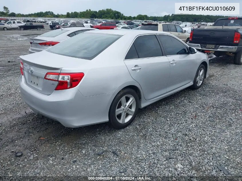 2012 Toyota Camry Se VIN: 4T1BF1FK4CU010609 Lot: 39845204