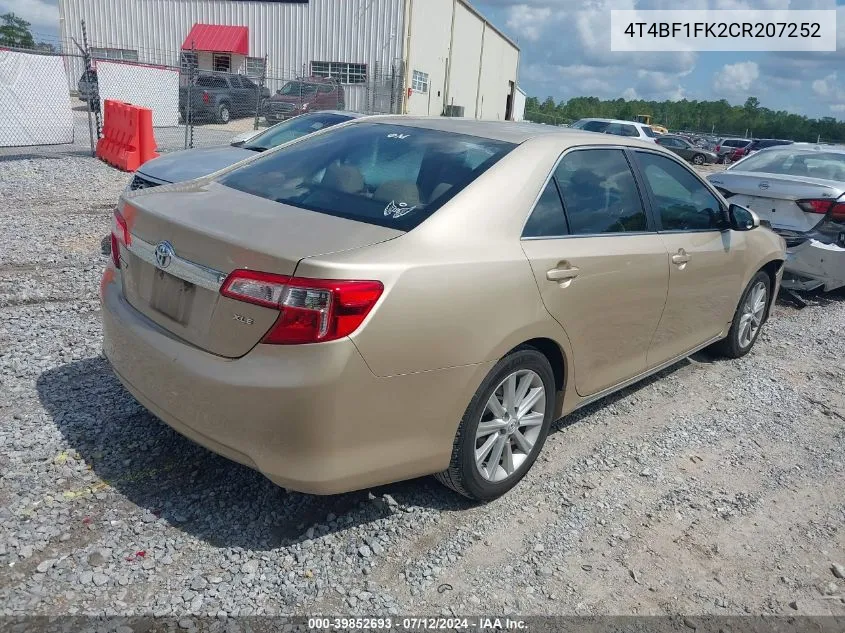 2012 Toyota Camry Xle VIN: 4T4BF1FK2CR207252 Lot: 39852693