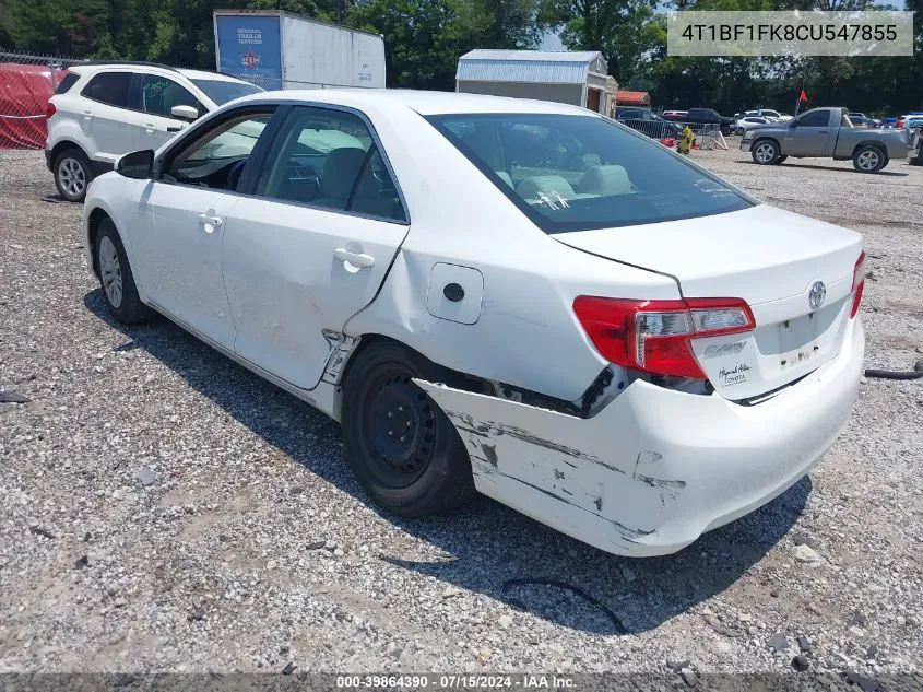 2012 Toyota Camry Le VIN: 4T1BF1FK8CU547855 Lot: 39864390