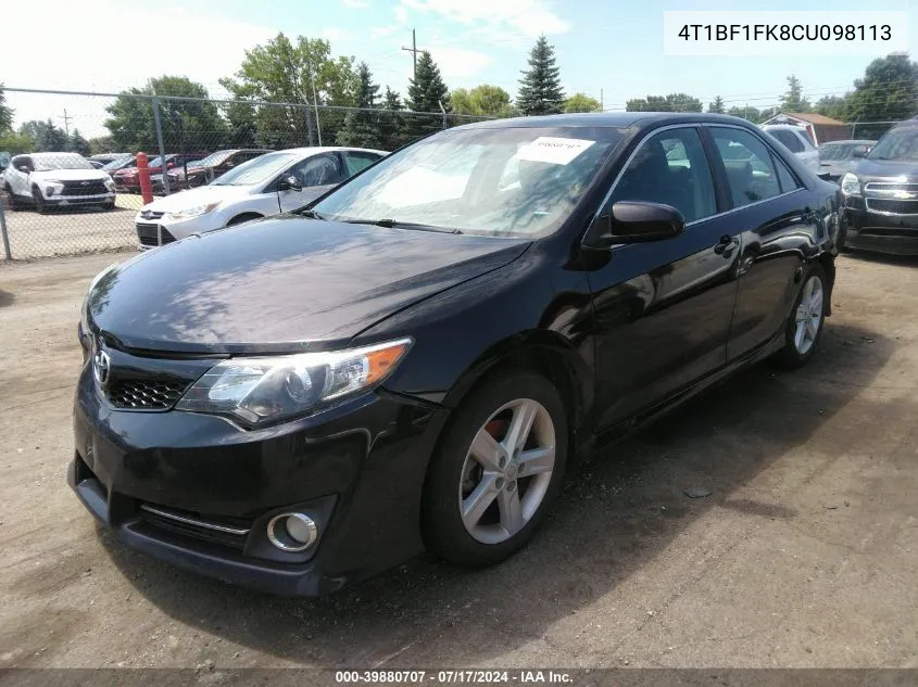 4T1BF1FK8CU098113 2012 Toyota Camry Se