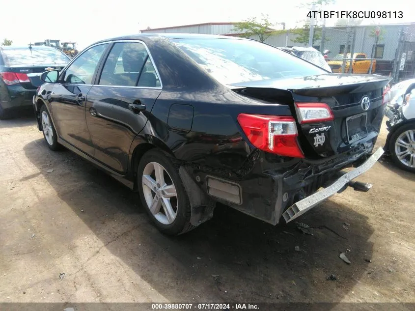 2012 Toyota Camry Se VIN: 4T1BF1FK8CU098113 Lot: 39880707