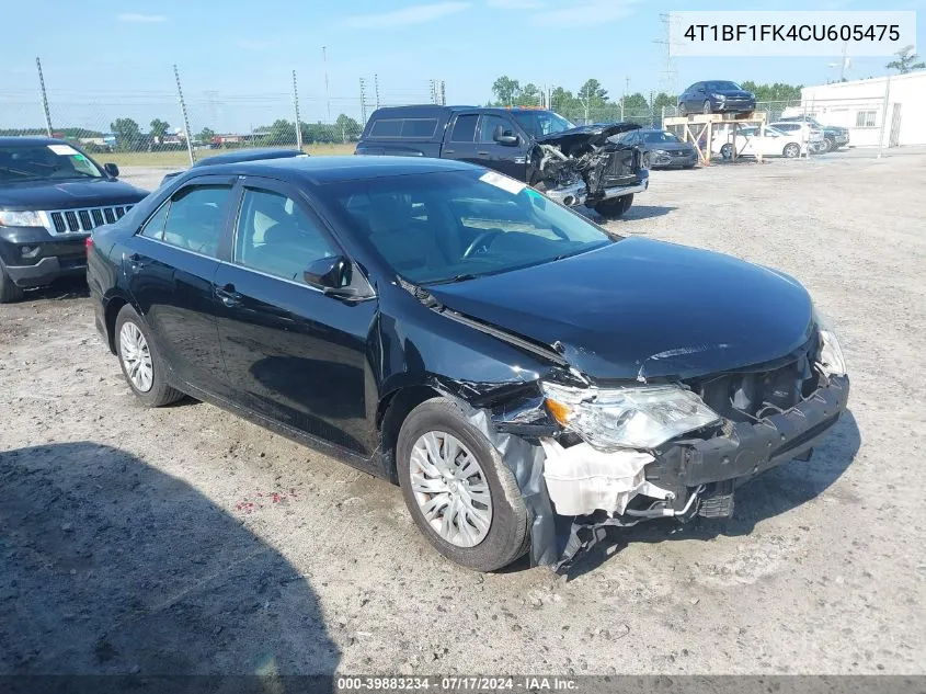 2012 Toyota Camry L VIN: 4T1BF1FK4CU605475 Lot: 39883234