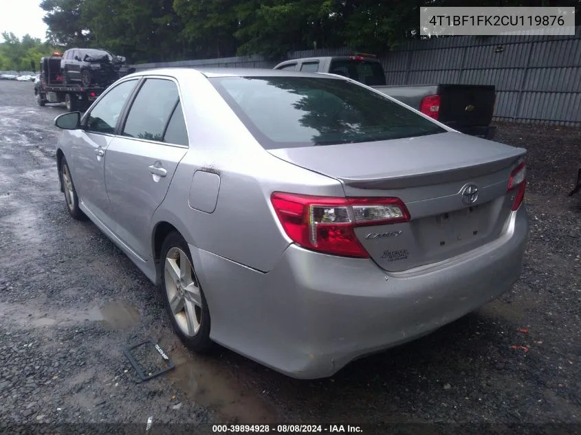 2012 Toyota Camry Se VIN: 4T1BF1FK2CU119876 Lot: 39894928