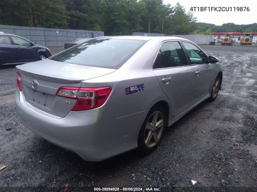 2012 Toyota Camry Se VIN: 4T1BF1FK2CU119876 Lot: 39894928