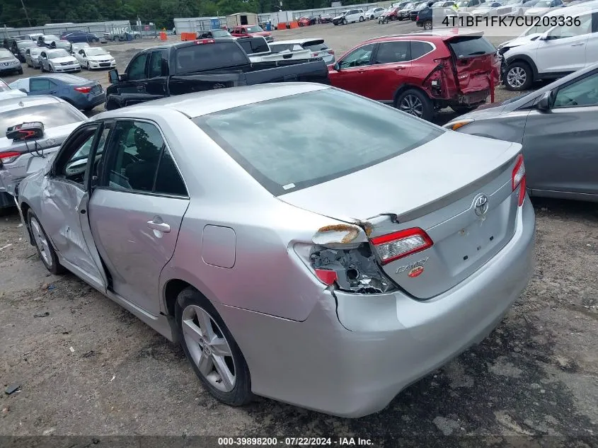 2012 Toyota Camry Se VIN: 4T1BF1FK7CU203336 Lot: 39898200