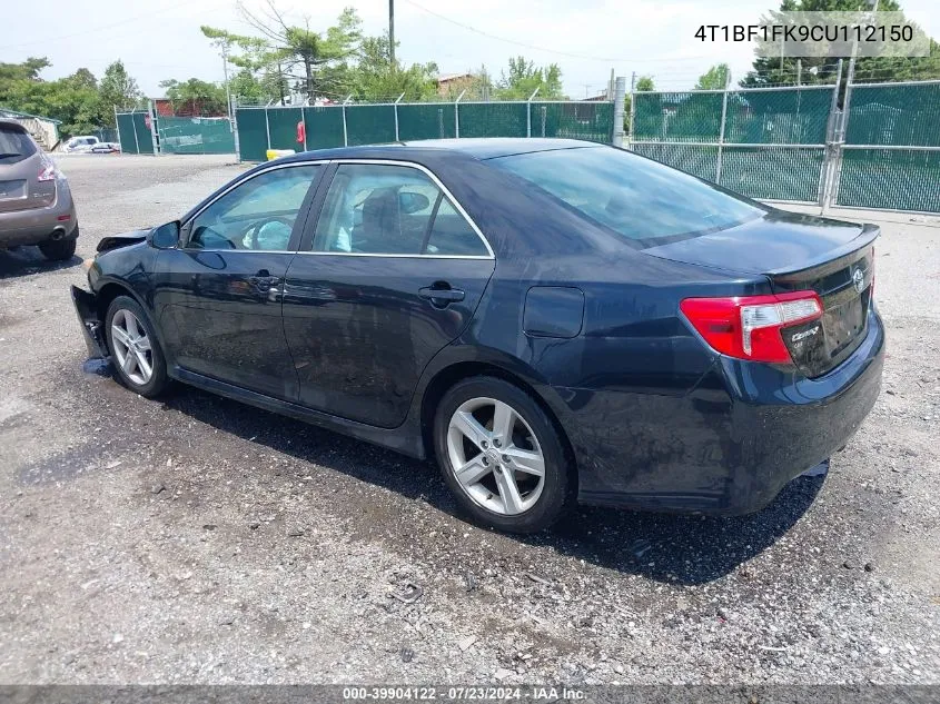 2012 Toyota Camry Se VIN: 4T1BF1FK9CU112150 Lot: 39904122