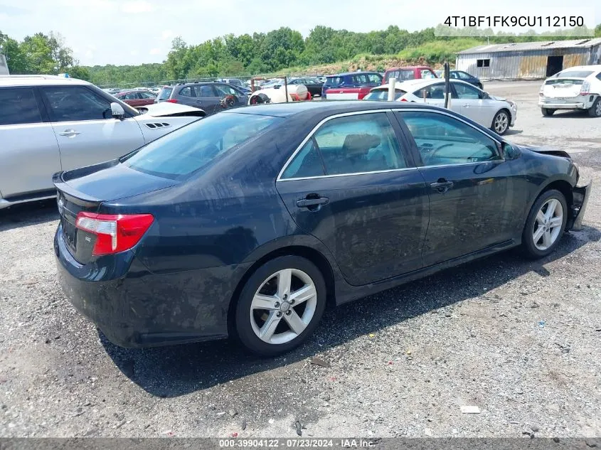 2012 Toyota Camry Se VIN: 4T1BF1FK9CU112150 Lot: 39904122