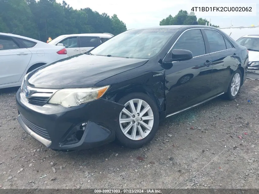 2012 Toyota Camry Hybrid/Le/Xle VIN: 4T1BD1FK2CU002062 Lot: 39921003