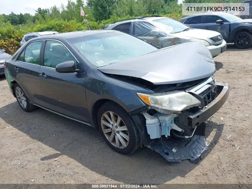 2012 Toyota Camry Xle VIN: 4T1BF1FK9CU514153 Lot: 39921944