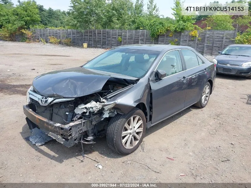 2012 Toyota Camry Xle VIN: 4T1BF1FK9CU514153 Lot: 39921944