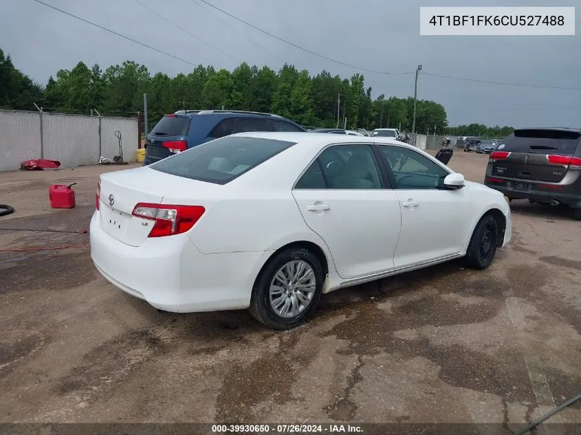 2012 Toyota Camry Le VIN: 4T1BF1FK6CU527488 Lot: 39930650