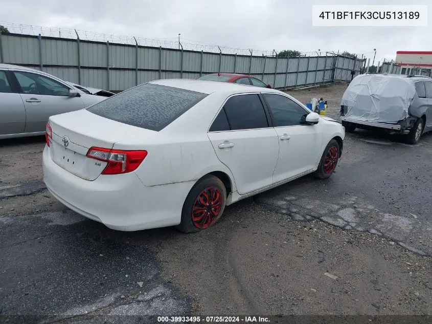 4T1BF1FK3CU513189 2012 Toyota Camry Le