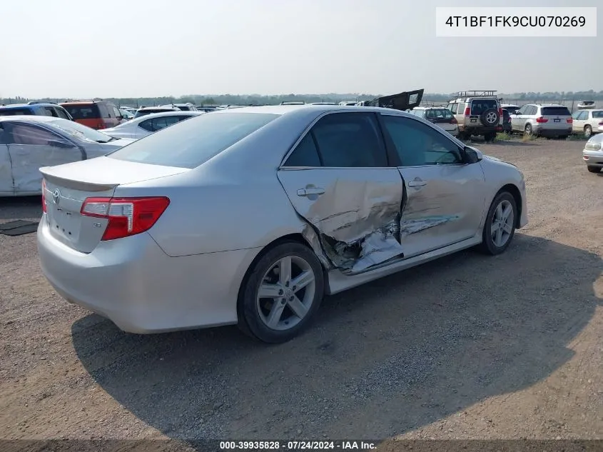 2012 Toyota Camry L/Le/Se/Se Limited Edition/Xle VIN: 4T1BF1FK9CU070269 Lot: 39935828