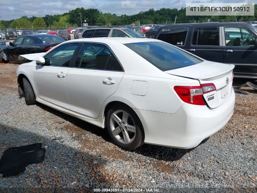 2012 Toyota Camry Se VIN: 4T1BF1FK3CU150912 Lot: 39943891