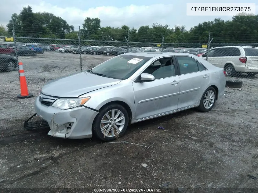 2012 Toyota Camry Xle VIN: 4T4BF1FK8CR273675 Lot: 39947908