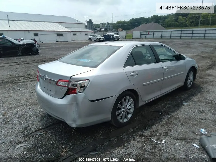 2012 Toyota Camry Xle VIN: 4T4BF1FK8CR273675 Lot: 39947908