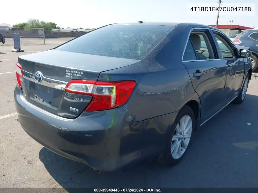 2012 Toyota Camry Hybrid Xle VIN: 4T1BD1FK7CU047188 Lot: 39949445