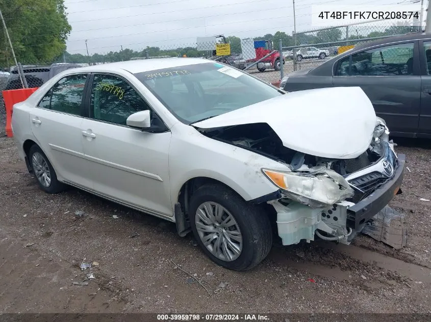 2012 Toyota Camry L/Le/Se/Se Limited Edition/Xle VIN: 4T4BF1FK7CR208574 Lot: 39959798