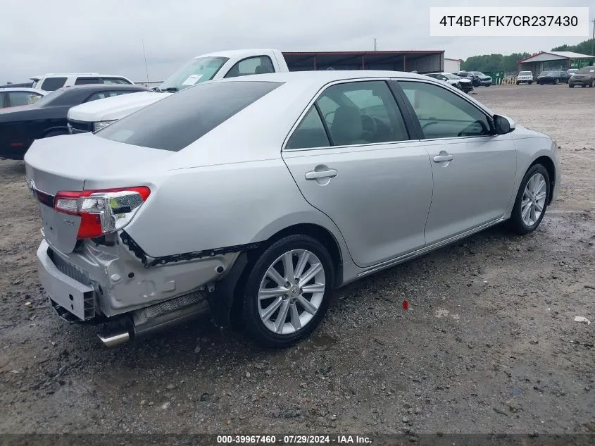 4T4BF1FK7CR237430 2012 Toyota Camry Xle