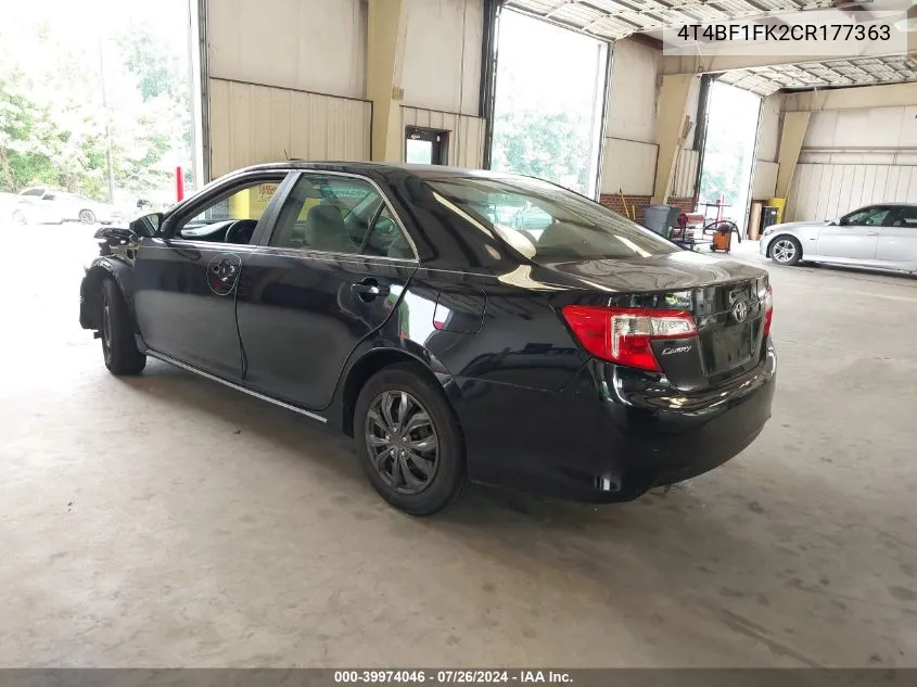 2012 Toyota Camry Le VIN: 4T4BF1FK2CR177363 Lot: 39974046