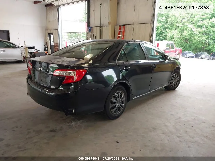 4T4BF1FK2CR177363 2012 Toyota Camry Le