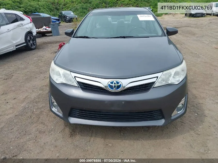 2012 Toyota Camry Hybrid Xle VIN: 4T1BD1FKXCU026769 Lot: 39976585