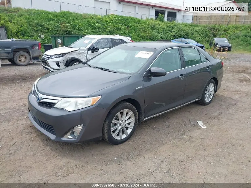 2012 Toyota Camry Hybrid Xle VIN: 4T1BD1FKXCU026769 Lot: 39976585