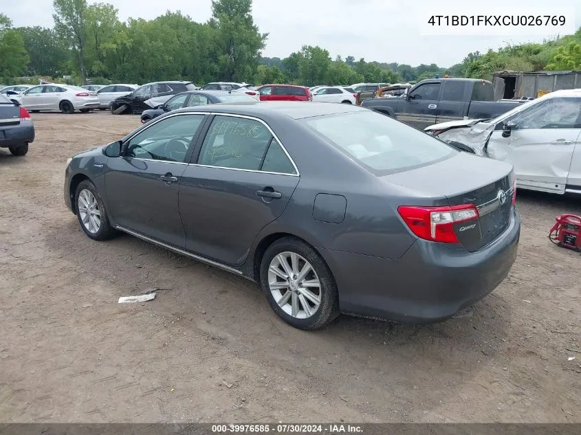 2012 Toyota Camry Hybrid Xle VIN: 4T1BD1FKXCU026769 Lot: 39976585