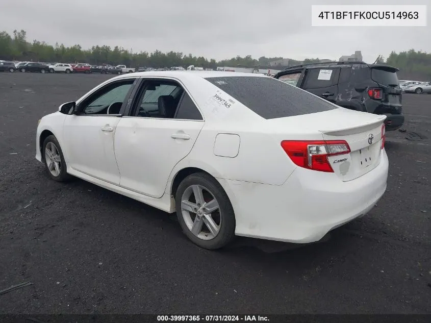 4T1BF1FK0CU514963 2012 Toyota Camry Se