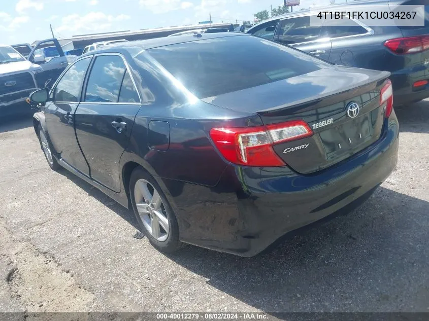 2012 Toyota Camry Se VIN: 4T1BF1FK1CU034267 Lot: 40012279