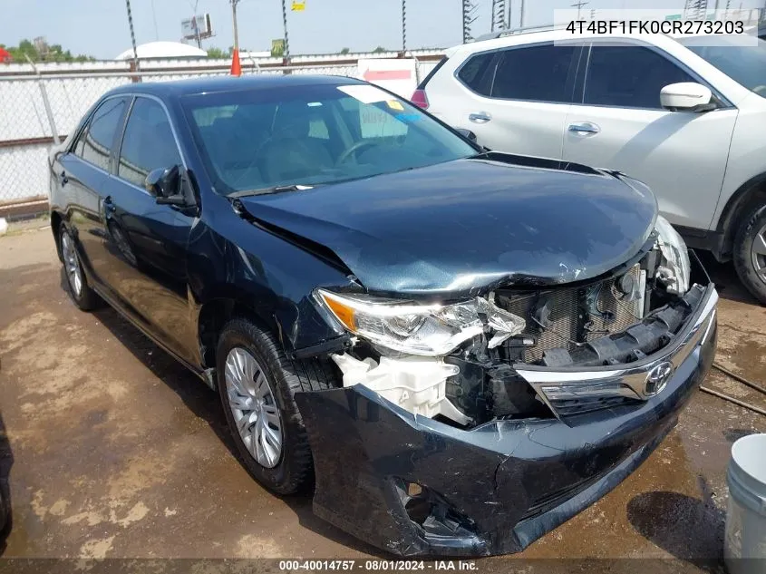 2012 Toyota Camry Le VIN: 4T4BF1FK0CR273203 Lot: 40014757