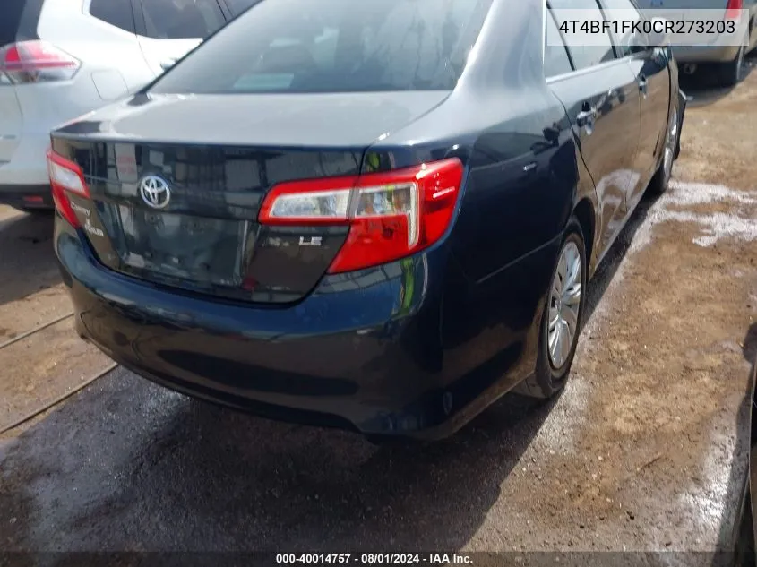 4T4BF1FK0CR273203 2012 Toyota Camry Le