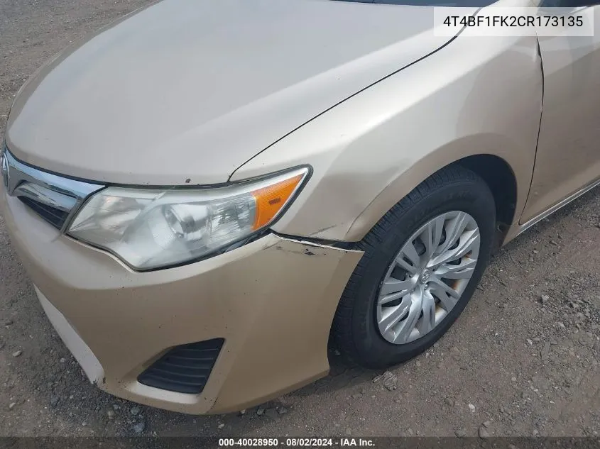 4T4BF1FK2CR173135 2012 Toyota Camry Le