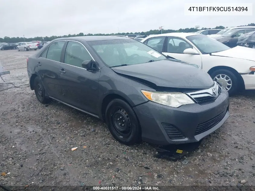 2012 Toyota Camry Le VIN: 4T1BF1FK9CU514394 Lot: 40031517