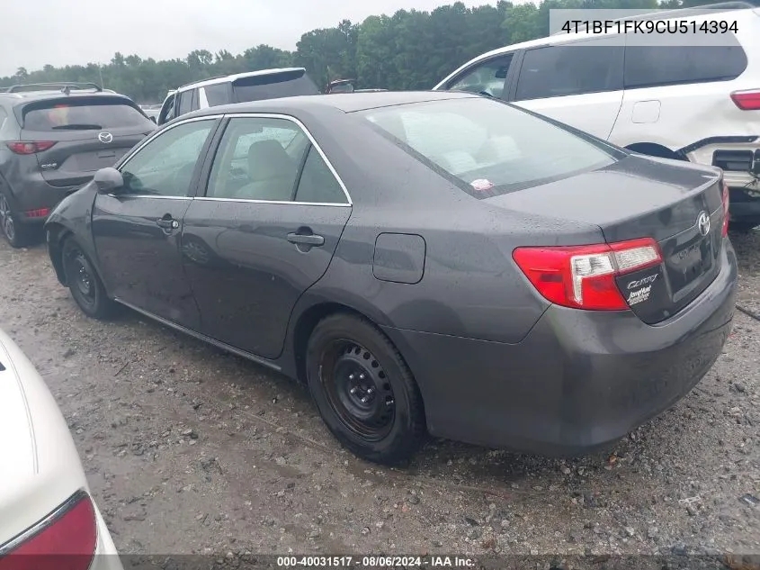 4T1BF1FK9CU514394 2012 Toyota Camry Le