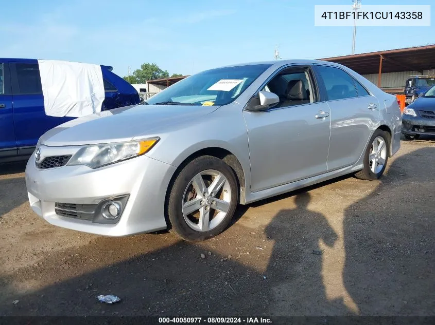 2012 Toyota Camry Se VIN: 4T1BF1FK1CU143358 Lot: 40050977