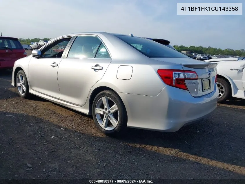 2012 Toyota Camry Se VIN: 4T1BF1FK1CU143358 Lot: 40050977