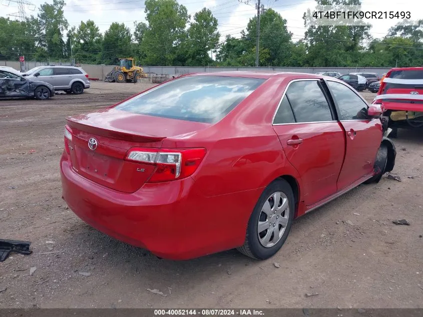 2012 Toyota Camry Le VIN: 4T4BF1FK9CR215493 Lot: 40052144