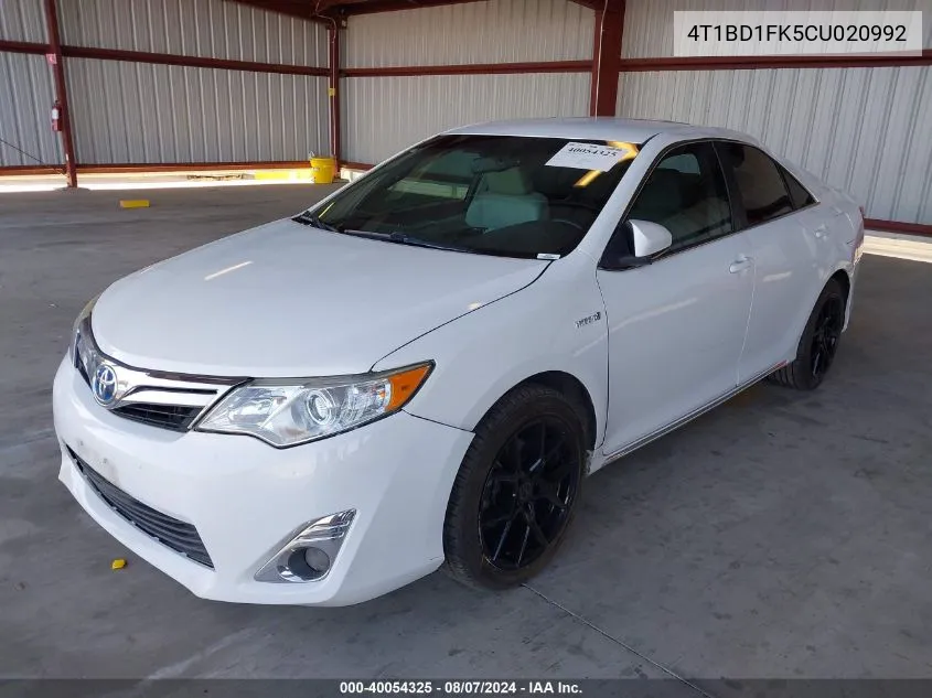 2012 Toyota Camry Hybrid Xle VIN: 4T1BD1FK5CU020992 Lot: 40054325