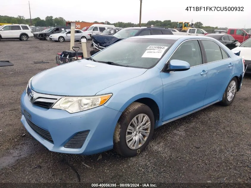 2012 Toyota Camry Le VIN: 4T1BF1FK7CU500932 Lot: 40056395