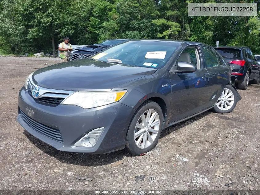 2012 Toyota Camry Hybrid Xle VIN: 4T1BD1FK5CU022208 Lot: 40058595