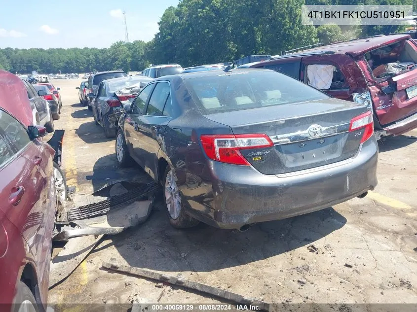 4T1BK1FK1CU510951 2012 Toyota Camry Xle V6