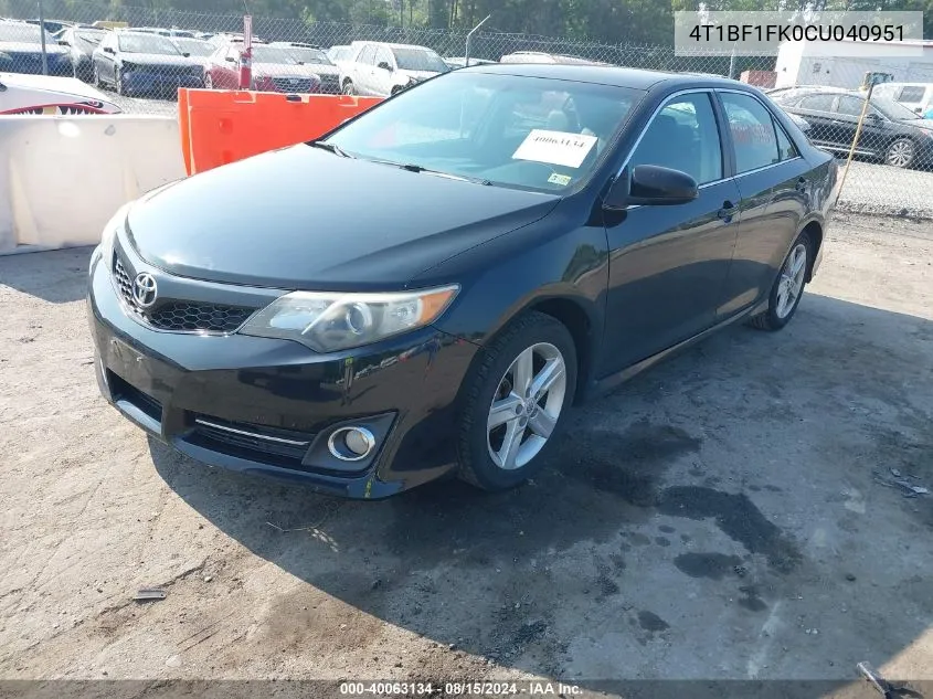 4T1BF1FK0CU040951 2012 Toyota Camry Se